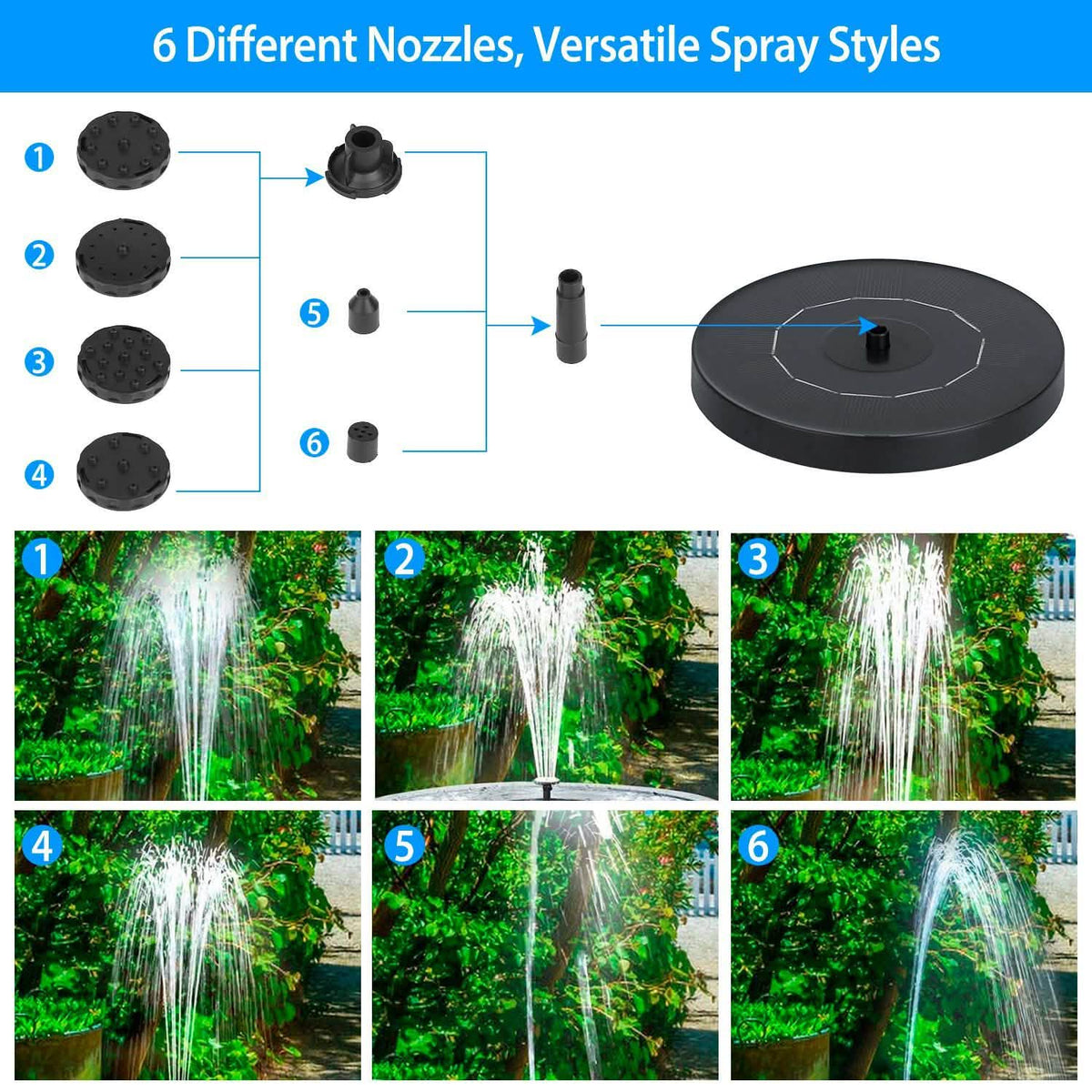 Solar Powered Fountain Pump Floating Bird Bath Pond Garden & Patio - Tophatter Daily Deals