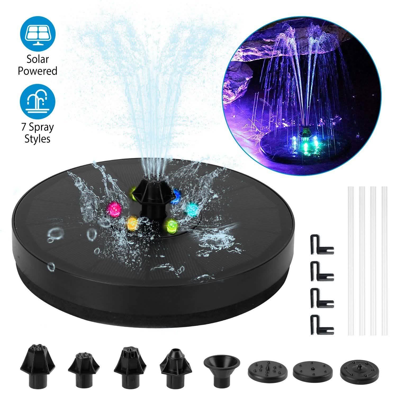 Solar Powered Fountain Pump Floating Bird Bath Pond Pump Garden & Patio - Tophatter Daily Deals