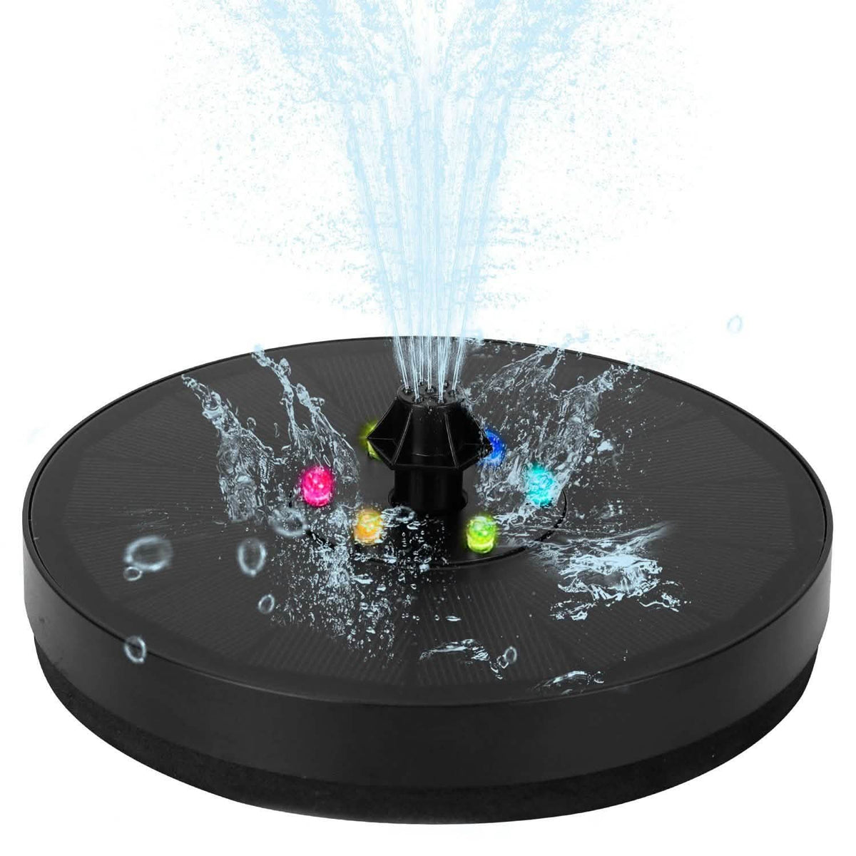 Solar Powered Fountain Pump with LED Lights Garden & Patio - Tophatter Daily Deals