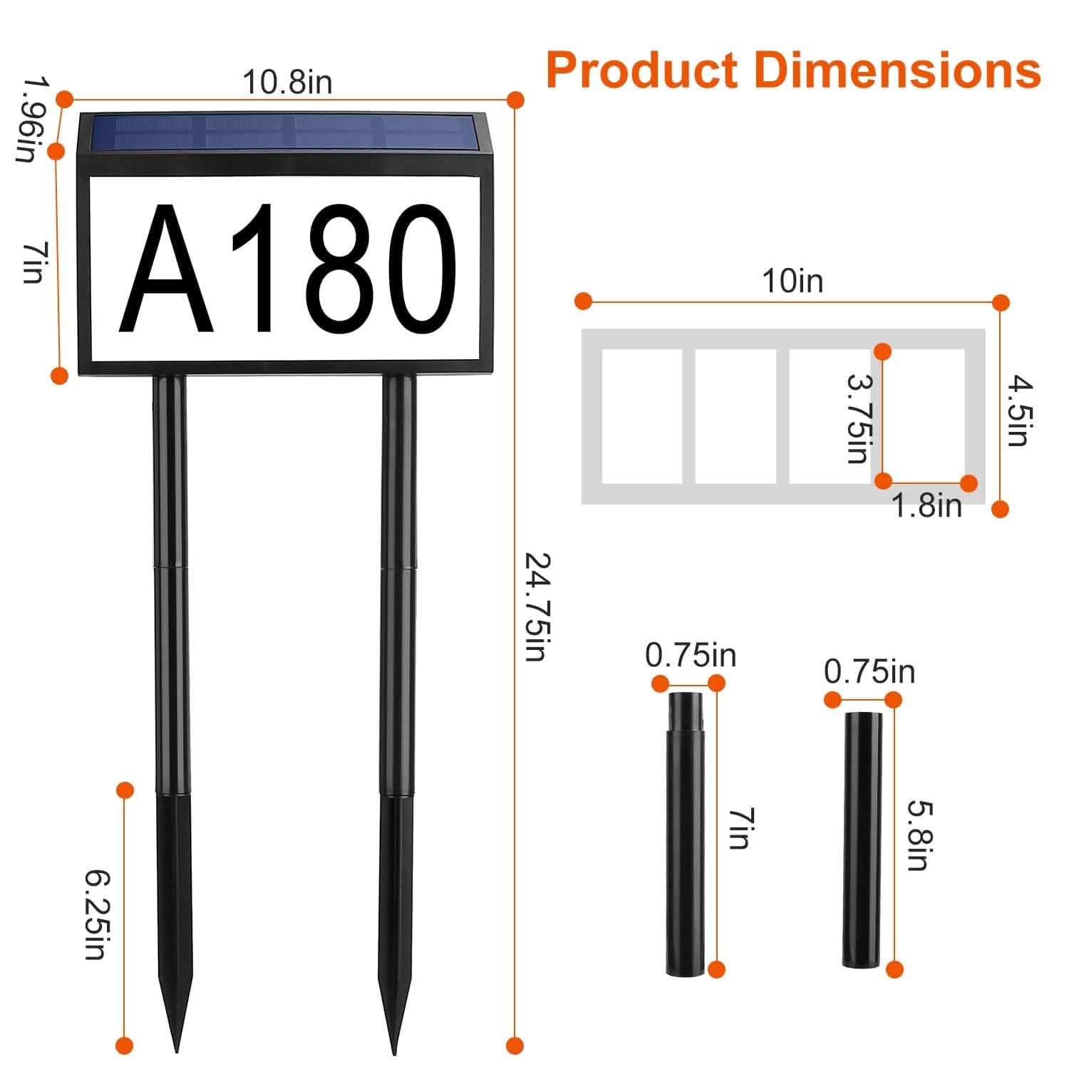 Solar Powered House Numbers LED Address Plaque Sign Garden & Patio - Tophatter Daily Deals