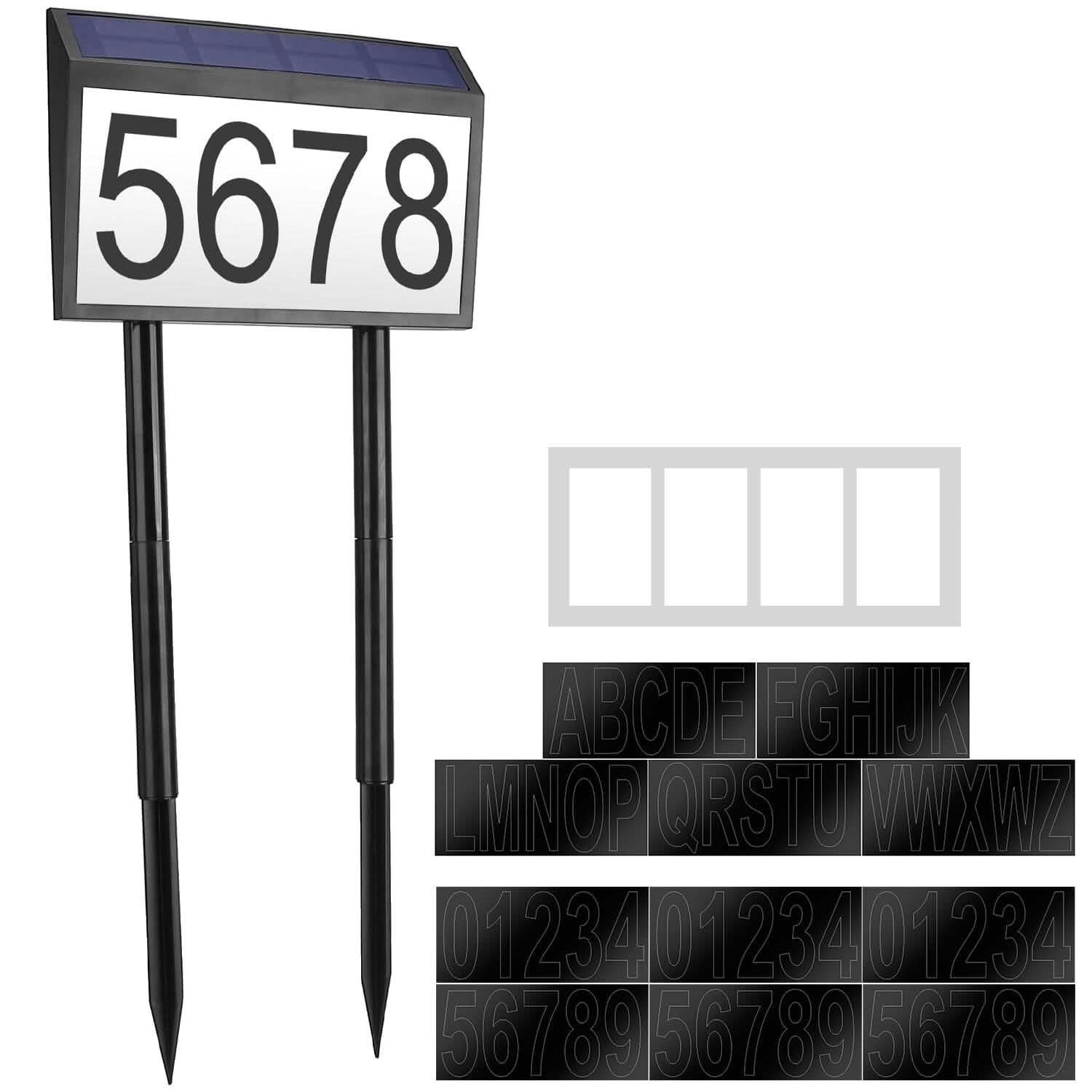 Solar Powered House Numbers LED Address Plaque Sign Garden & Patio - Tophatter Daily Deals