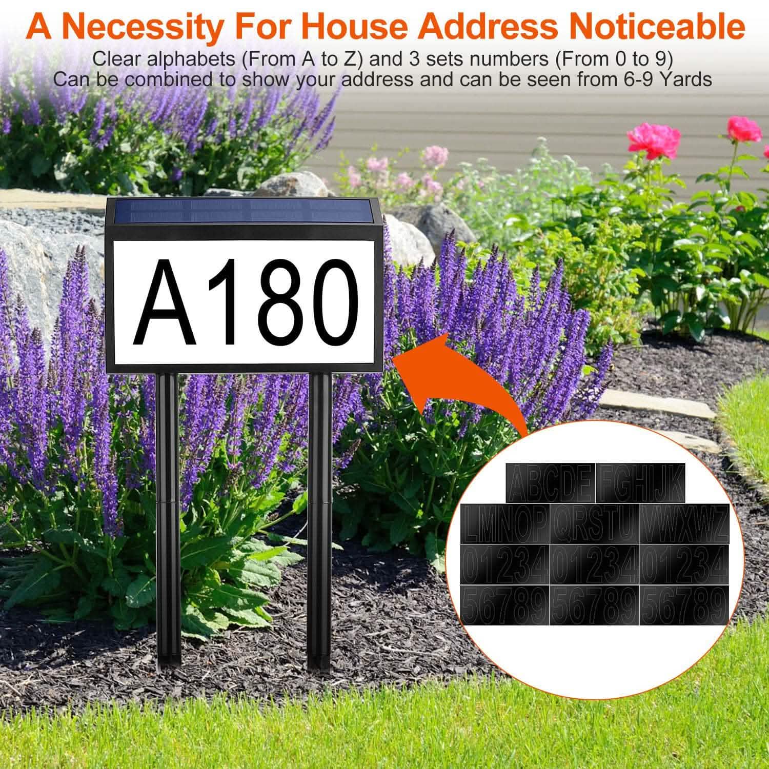 Solar Powered House Numbers LED Address Plaque Sign Garden & Patio - Tophatter Daily Deals
