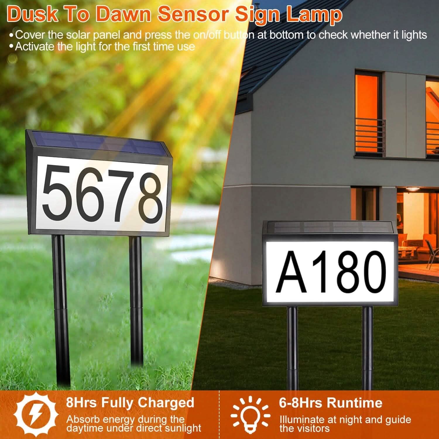 Solar Powered House Numbers LED Address Plaque Sign Garden & Patio - Tophatter Daily Deals
