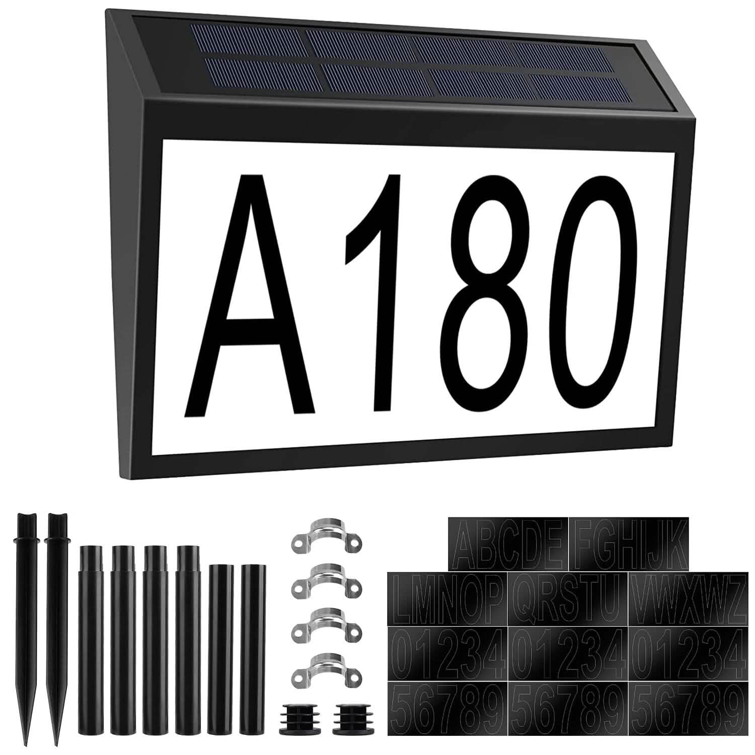 Solar Powered House Numbers LED Address Plaque Sign Garden & Patio - Tophatter Daily Deals