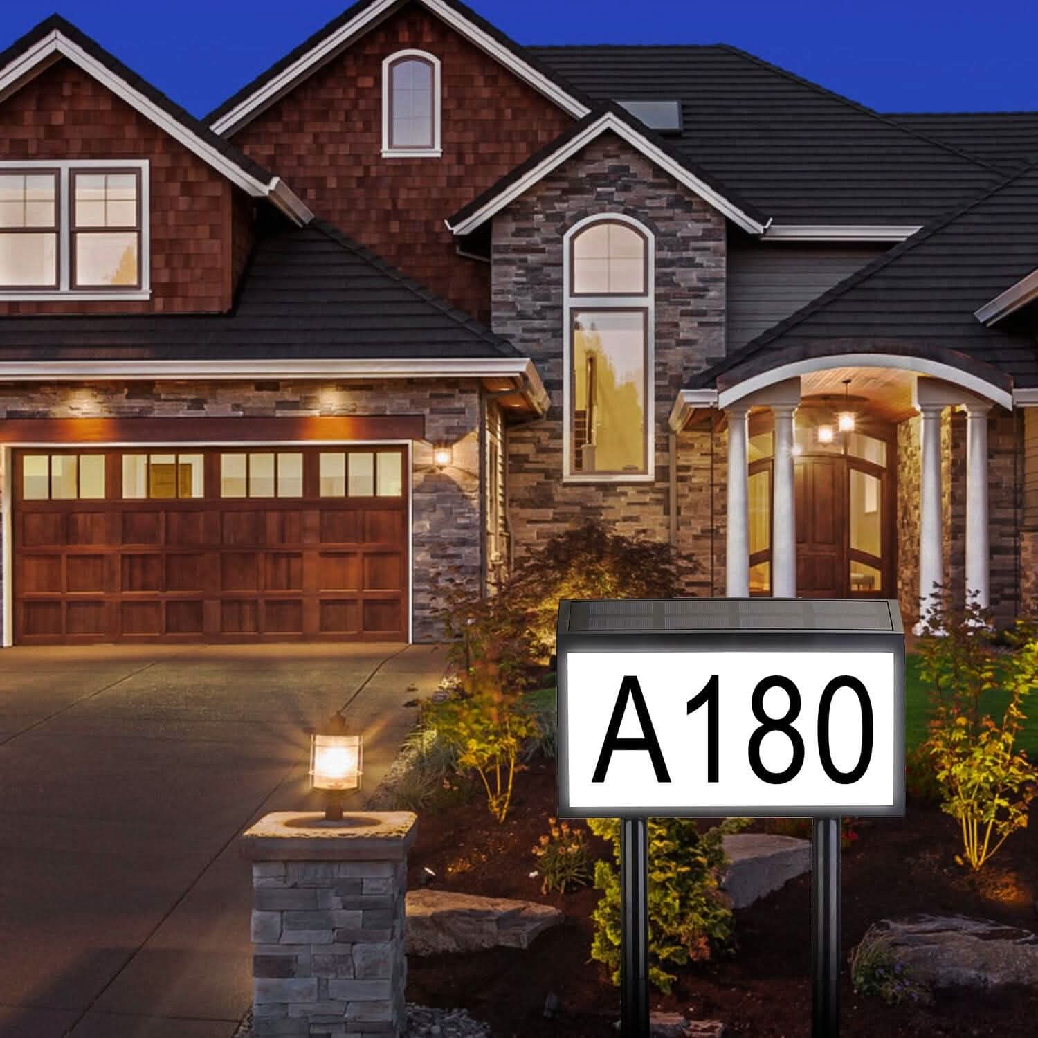 Solar Powered House Numbers LED Address Plaque Sign Garden & Patio - Tophatter Daily Deals