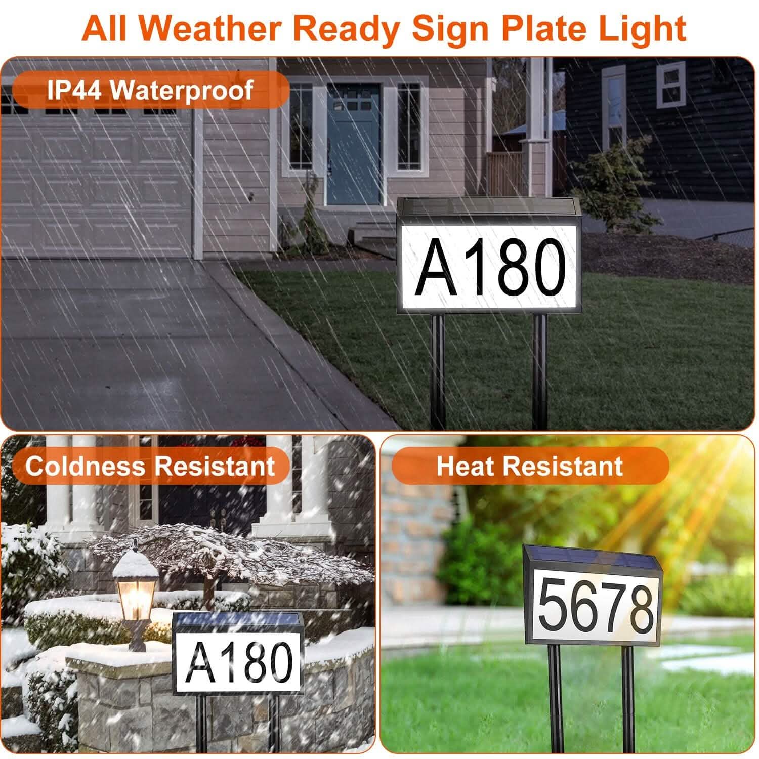 Solar Powered House Numbers LED Address Plaque Sign Garden & Patio - Tophatter Daily Deals