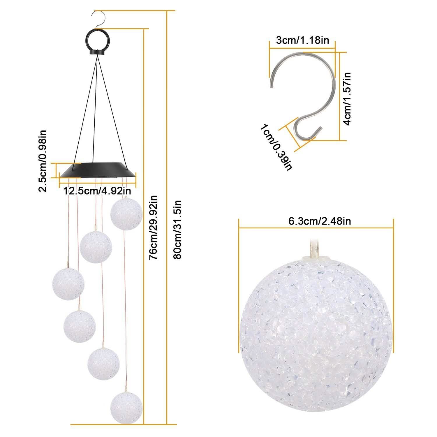 Solar Powered LED Ball Wind Chimes - Color Changing LED String Light String & Fairy Lights - Tophatter Daily Deals