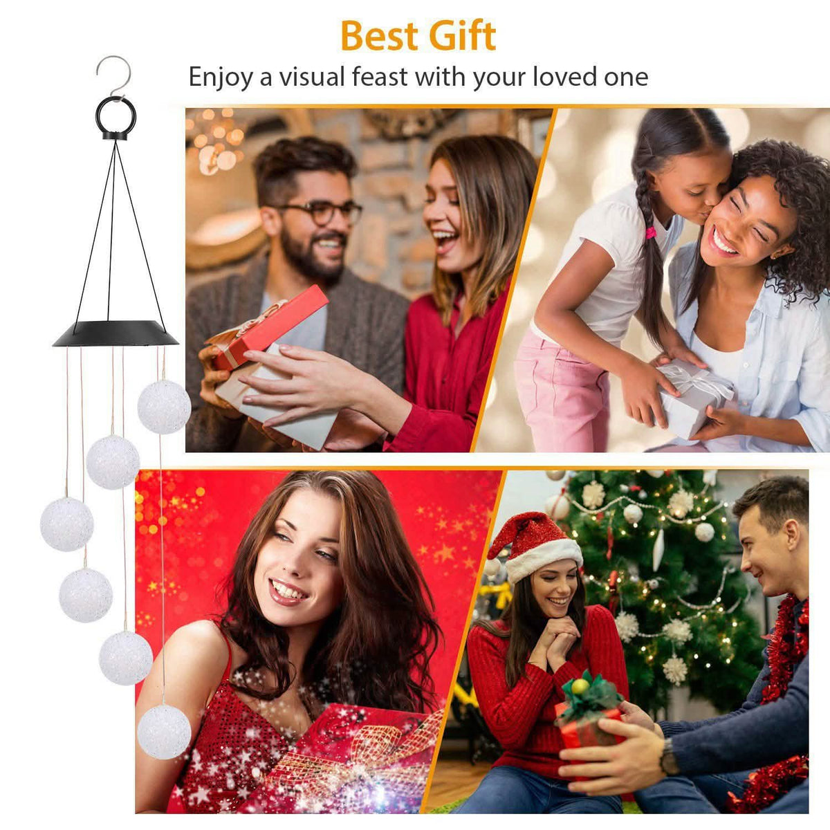 Solar Powered LED Ball Wind Chimes - Color Changing LED String Light String & Fairy Lights - Tophatter Daily Deals