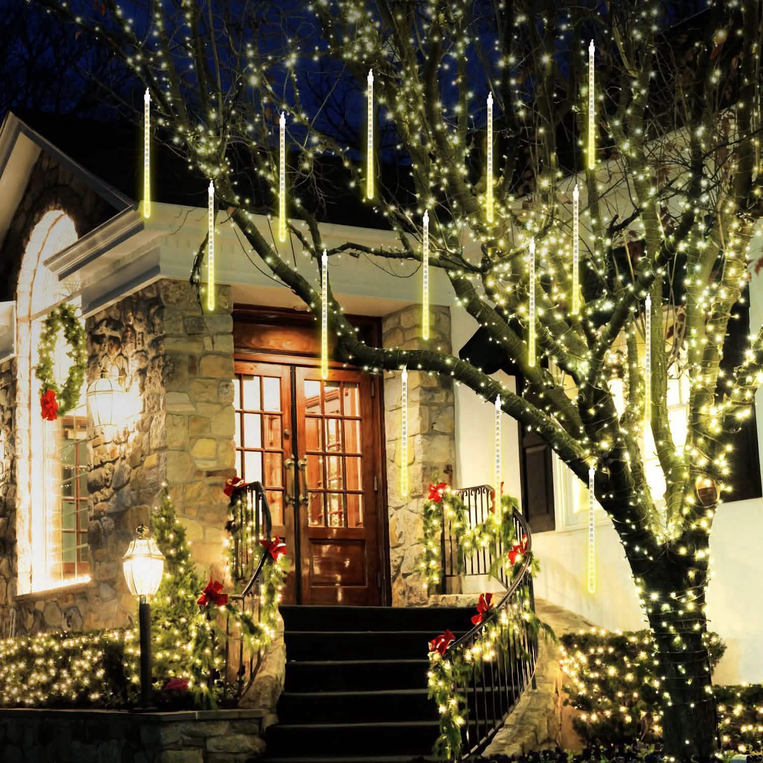 Solar Powered Meteor Shower String Light String & Fairy Lights - Tophatter Daily Deals