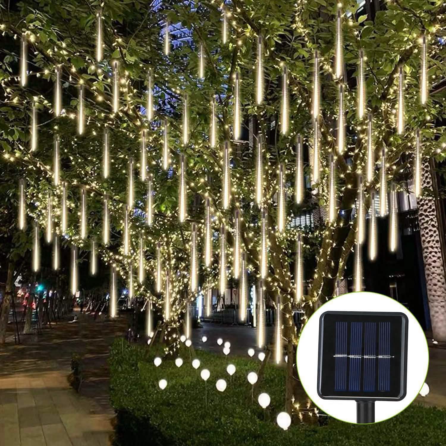 Solar Powered Meteor Shower String Light String & Fairy Lights - Tophatter Daily Deals