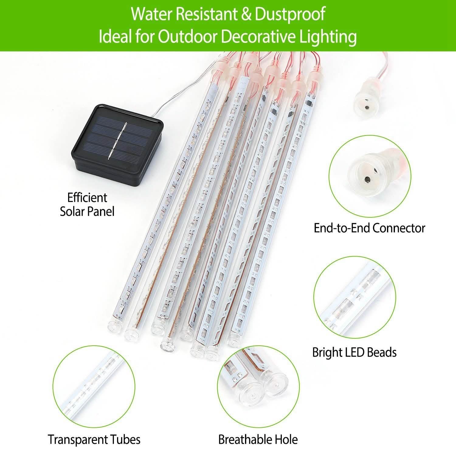 Solar Powered Meteor Shower String Light String & Fairy Lights - Tophatter Daily Deals