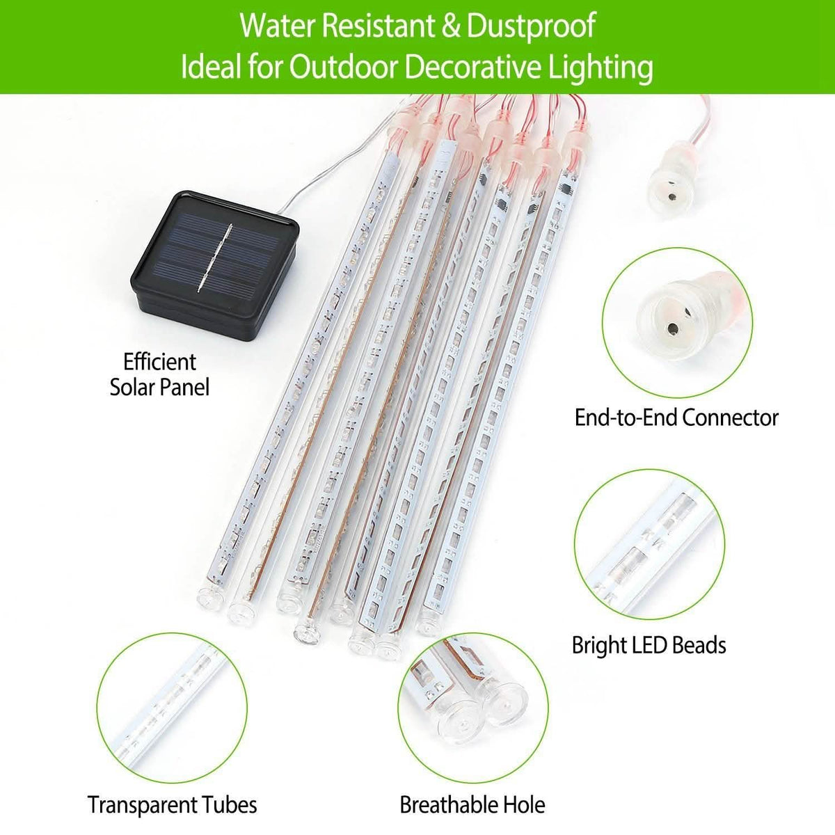 Solar Powered Meteor Shower String Light String & Fairy Lights - Tophatter Daily Deals