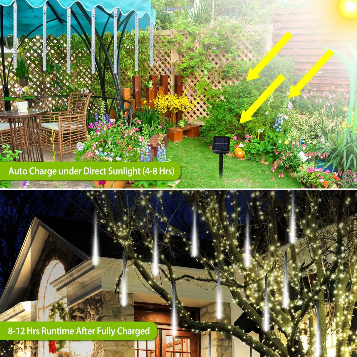 Solar Powered Meteor Shower String Light String & Fairy Lights - Tophatter Daily Deals