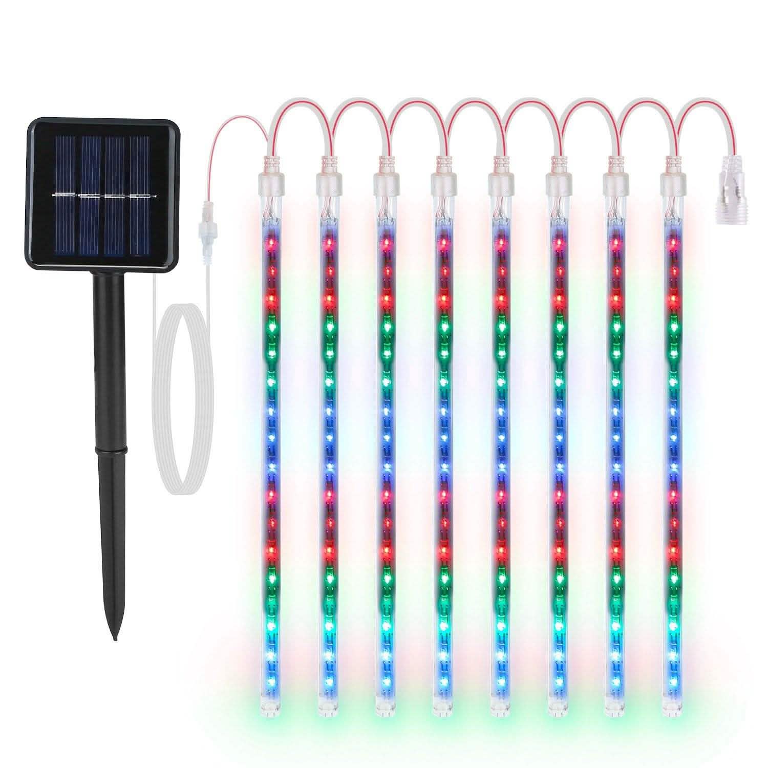 Solar Powered Meteor Shower String Light Multicolor String & Fairy Lights - Tophatter Daily Deals