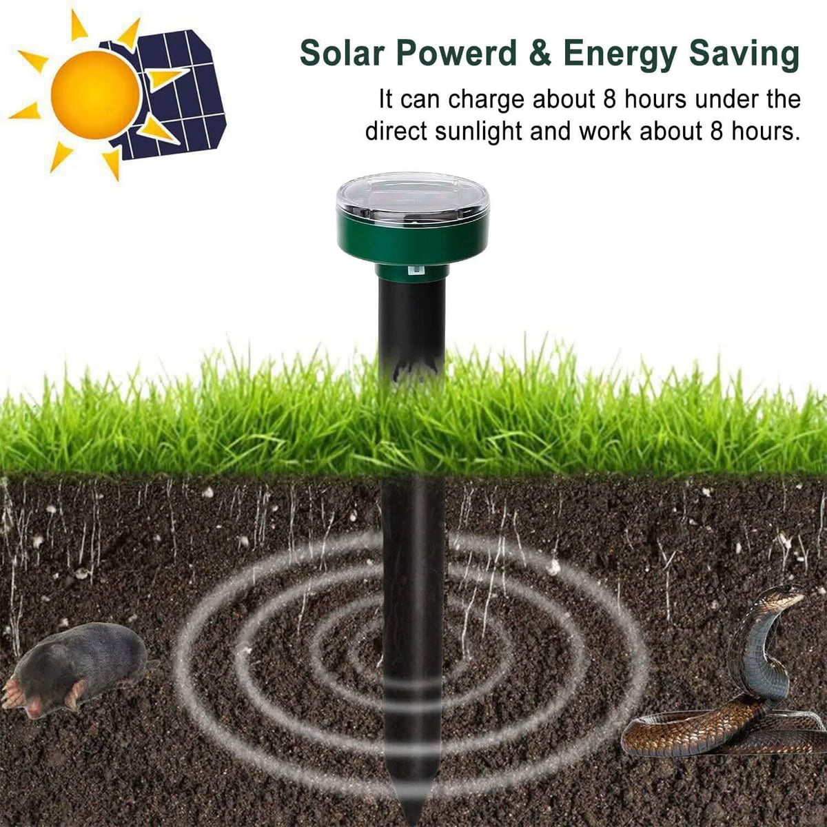 Solar Powered Mole Repeller Pest Control - Tophatter Daily Deals