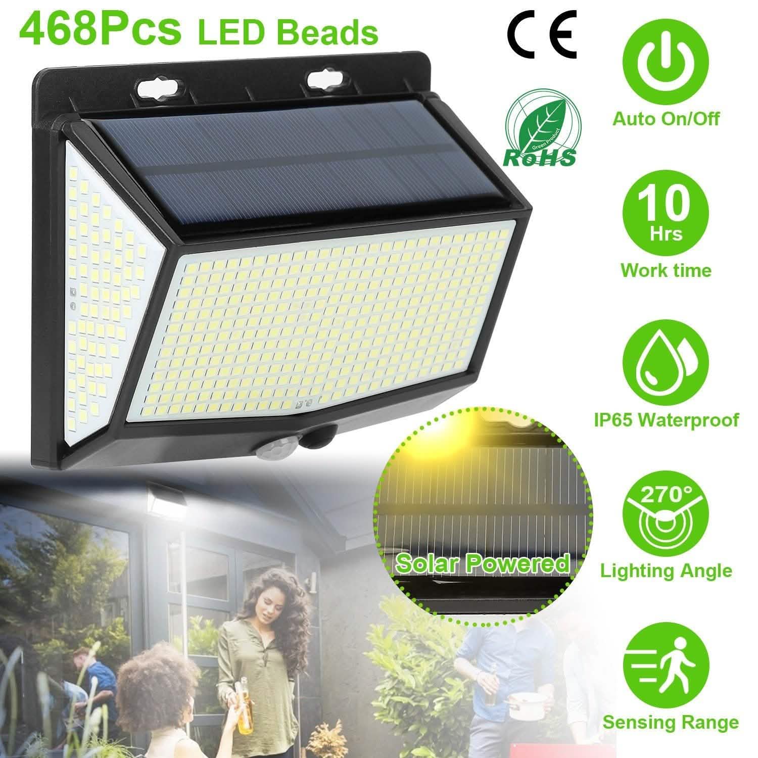 Solar Powered Outdoor Wall Lights Outdoor Lighting - Tophatter Daily Deals