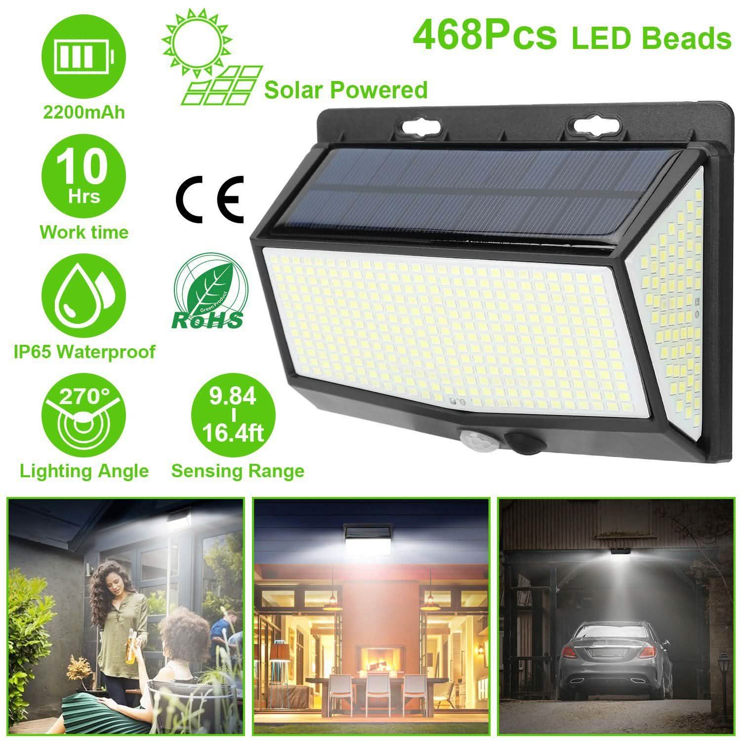 Solar Powered Outdoor Wall Lights Outdoor Lighting - Tophatter Daily Deals