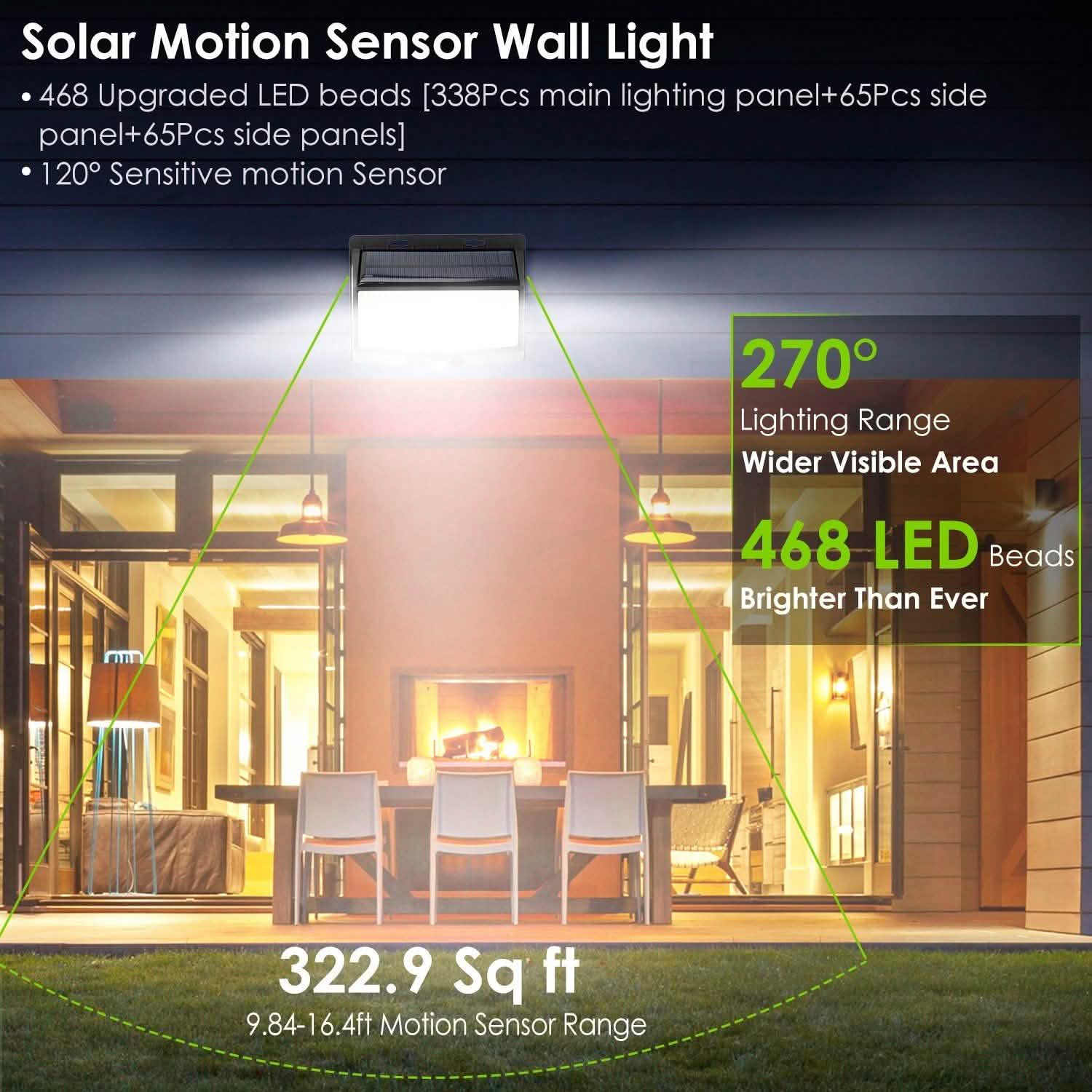 Solar Powered Outdoor Wall Lights Outdoor Lighting - Tophatter Daily Deals