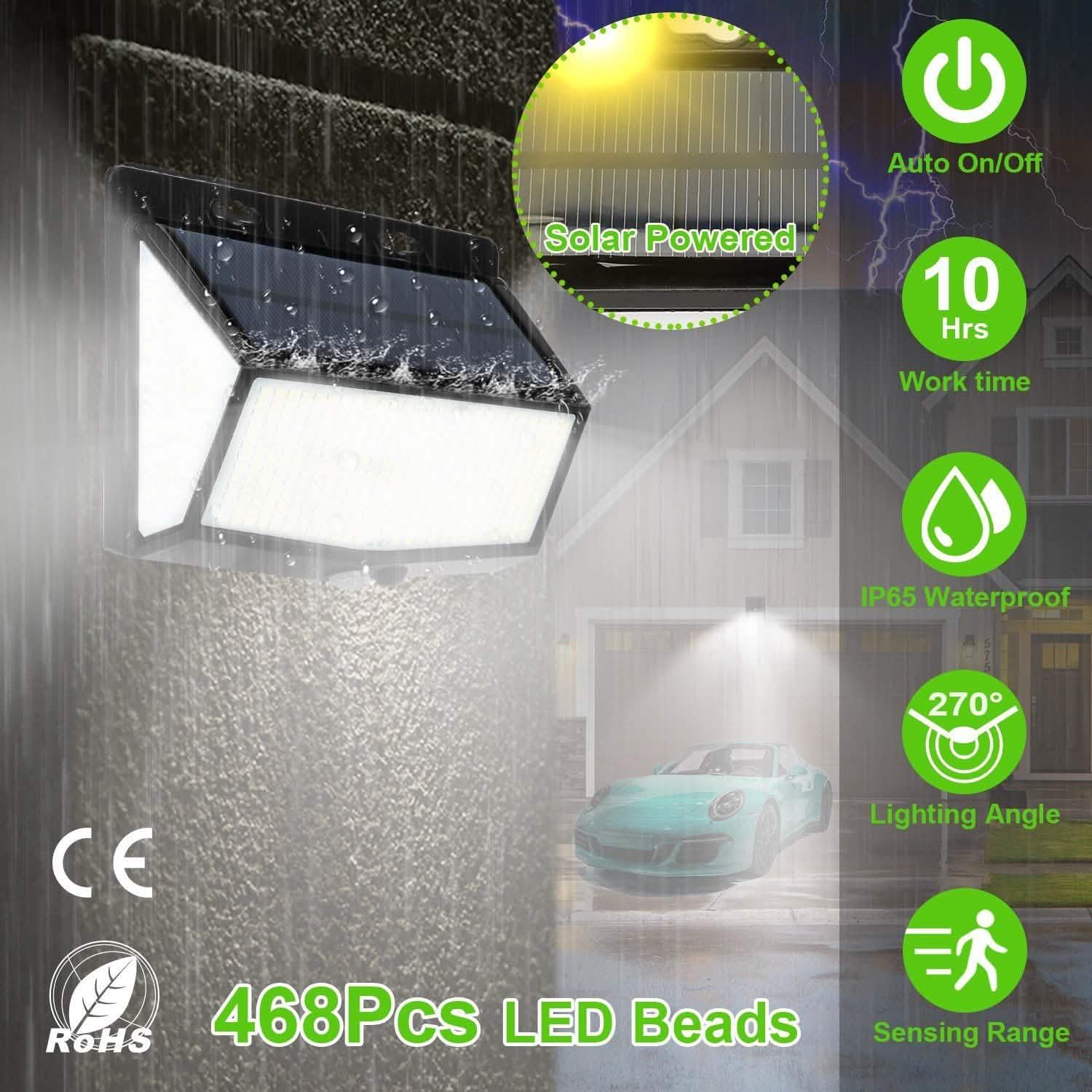 Solar Powered Outdoor Wall Lights Outdoor Lighting - Tophatter Daily Deals