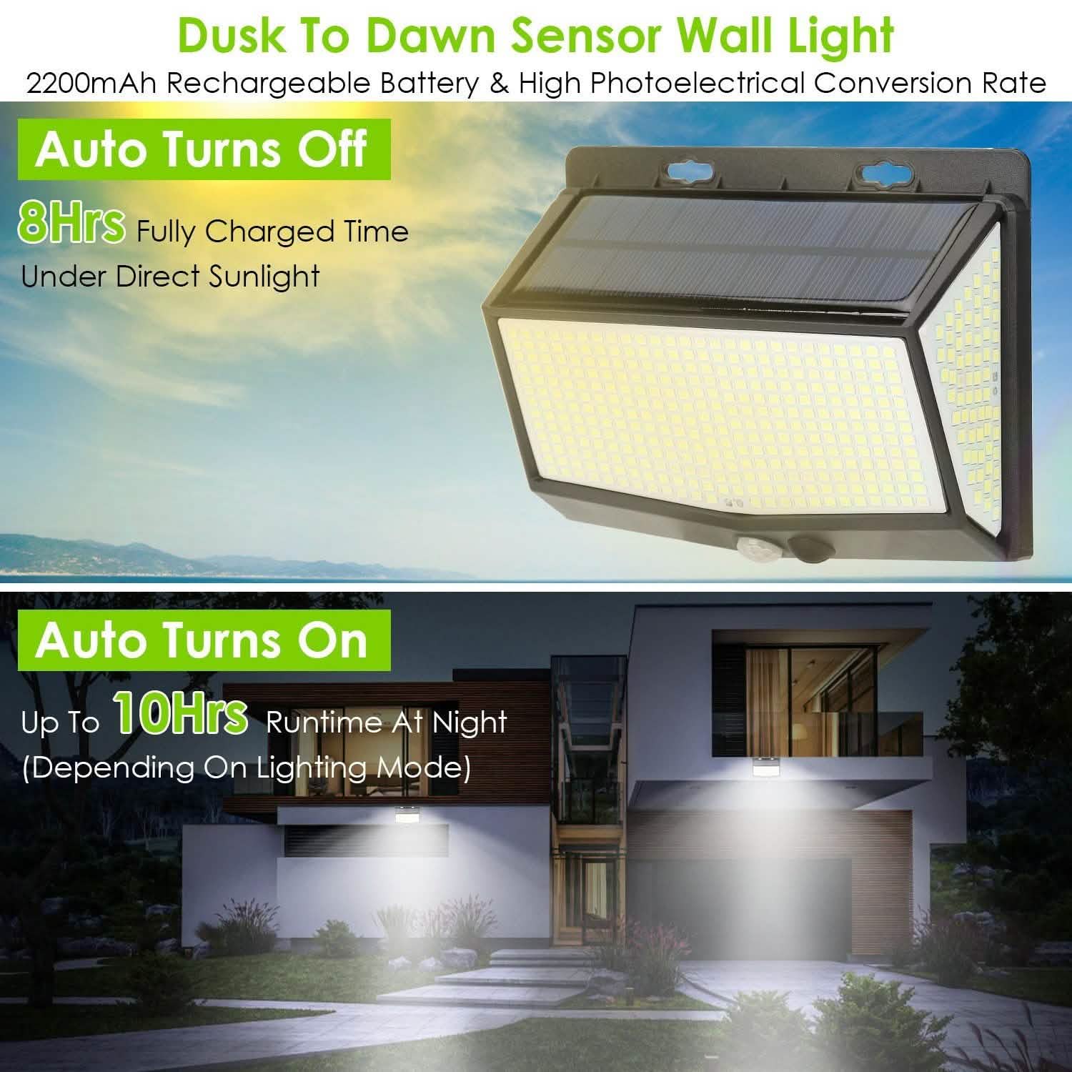 Solar Powered Outdoor Wall Lights Outdoor Lighting - Tophatter Daily Deals