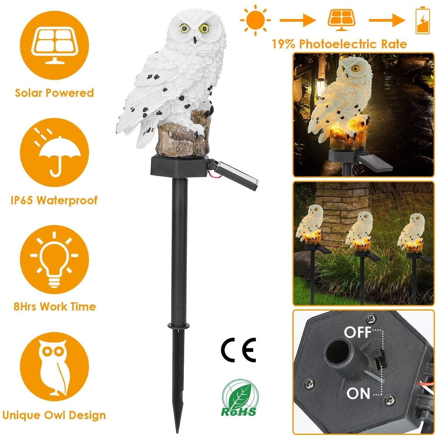 Solar Powered Owl Garden Light IP65 Waterproof String & Fairy Lights - Tophatter Daily Deals