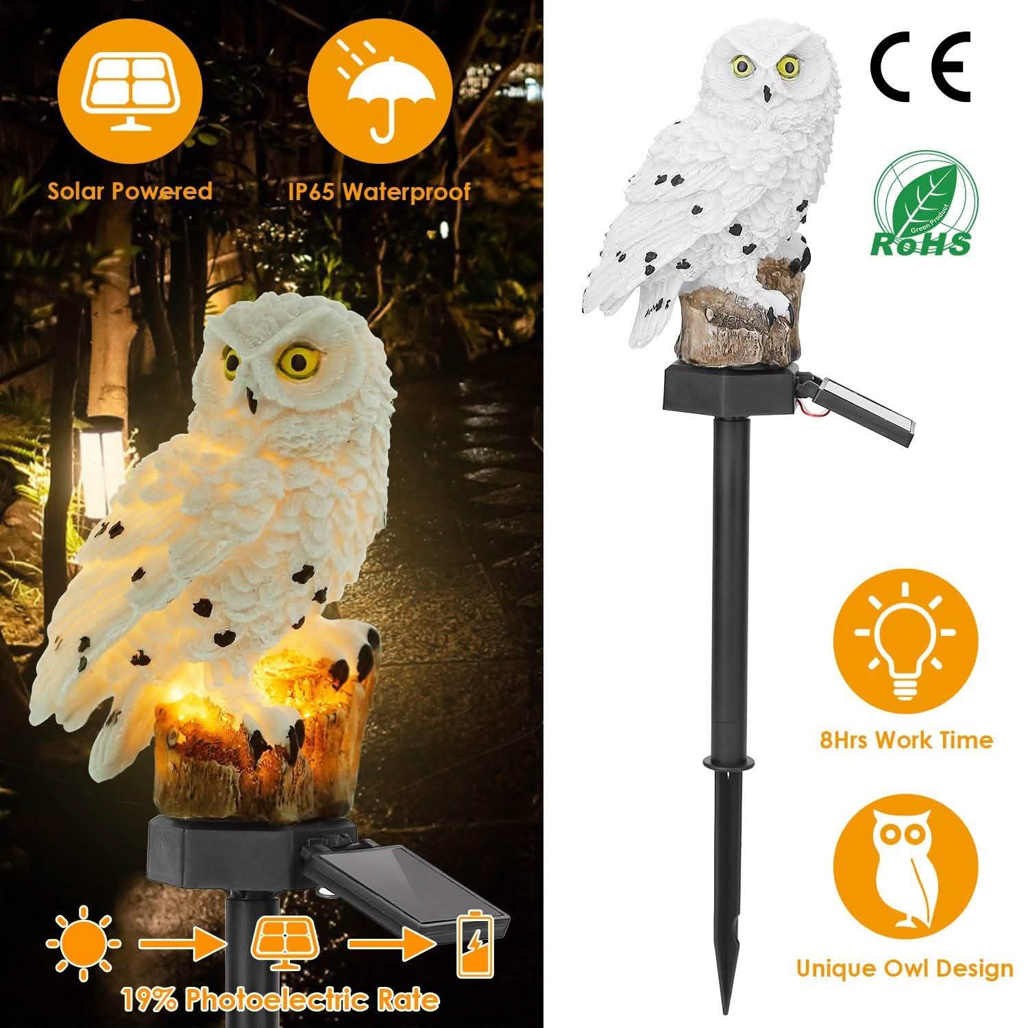 Solar Powered Owl Garden Light IP65 Waterproof String & Fairy Lights - Tophatter Daily Deals