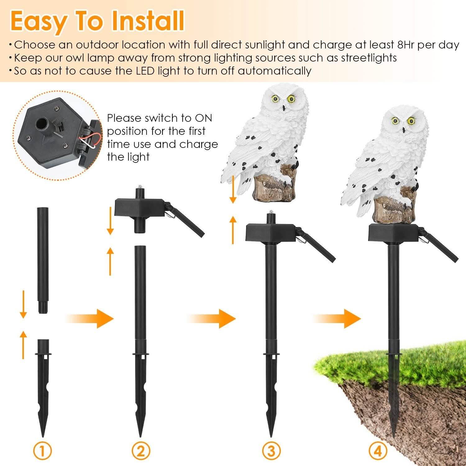 Solar Powered Owl Garden Light IP65 Waterproof String & Fairy Lights - Tophatter Daily Deals