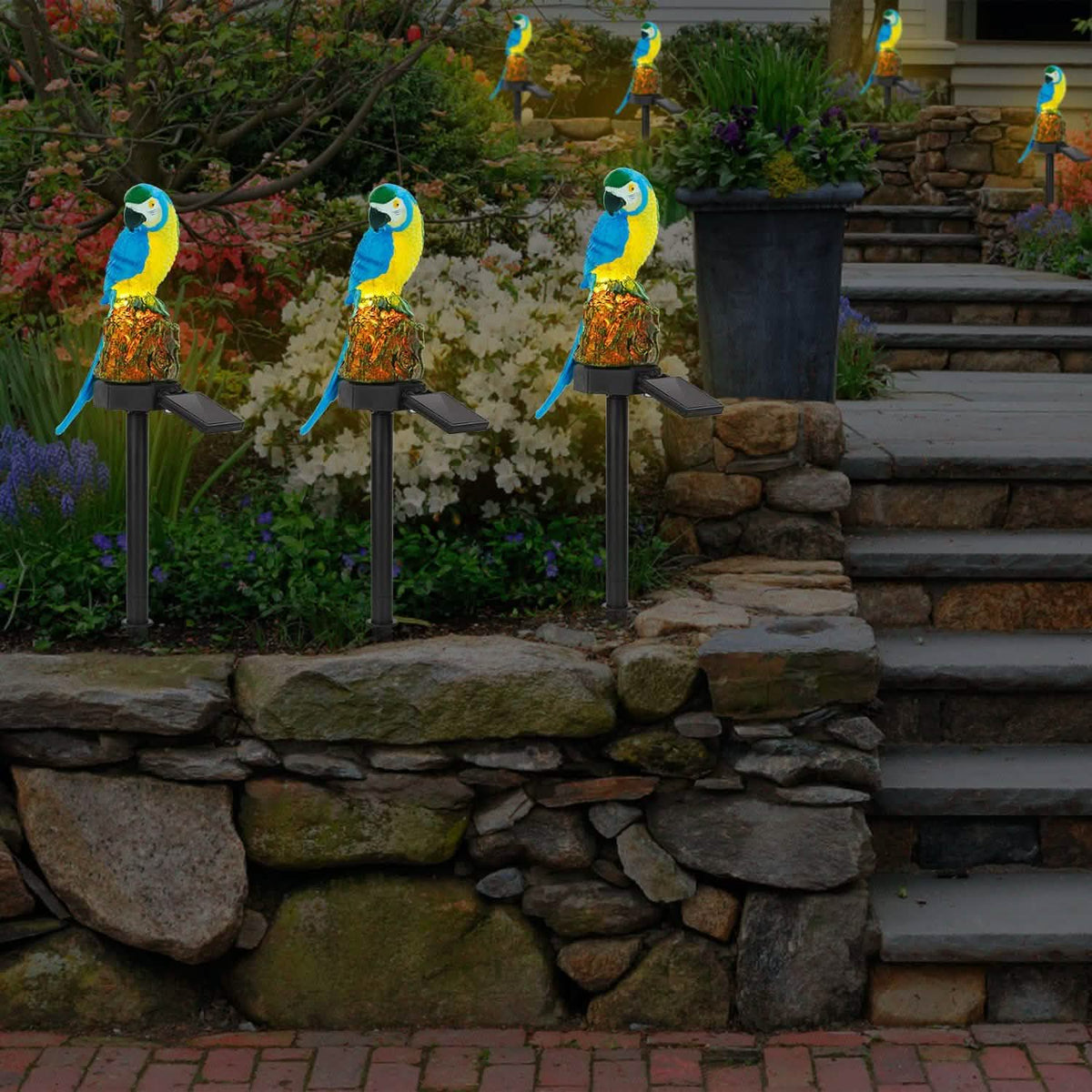 Solar Powered Parrot Garden Light IP65 Waterproof LED Solar Outdoor Lights - Tophatter Daily Deals