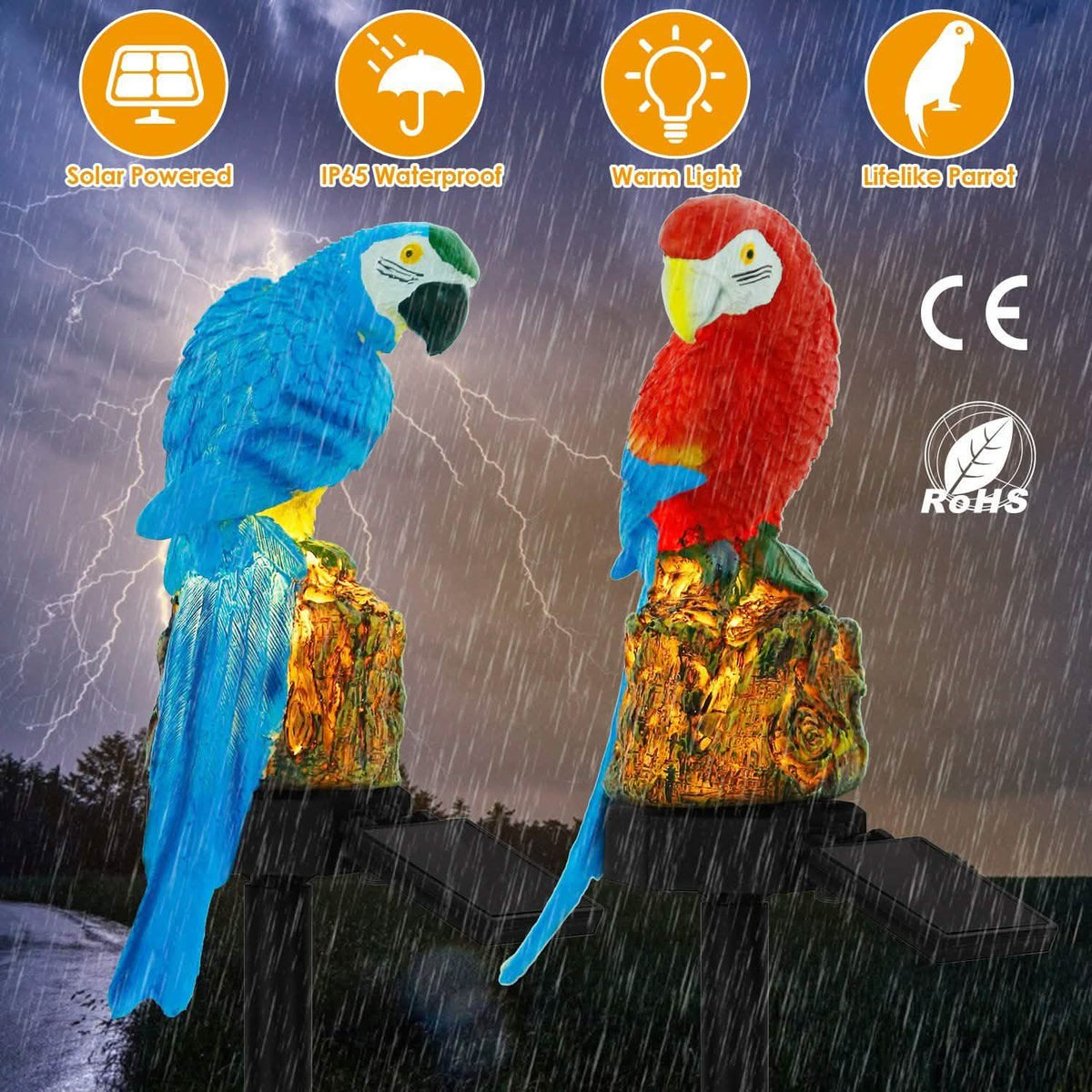Solar Powered Parrot Garden Light IP65 Waterproof LED Solar Outdoor Lights - Tophatter Daily Deals