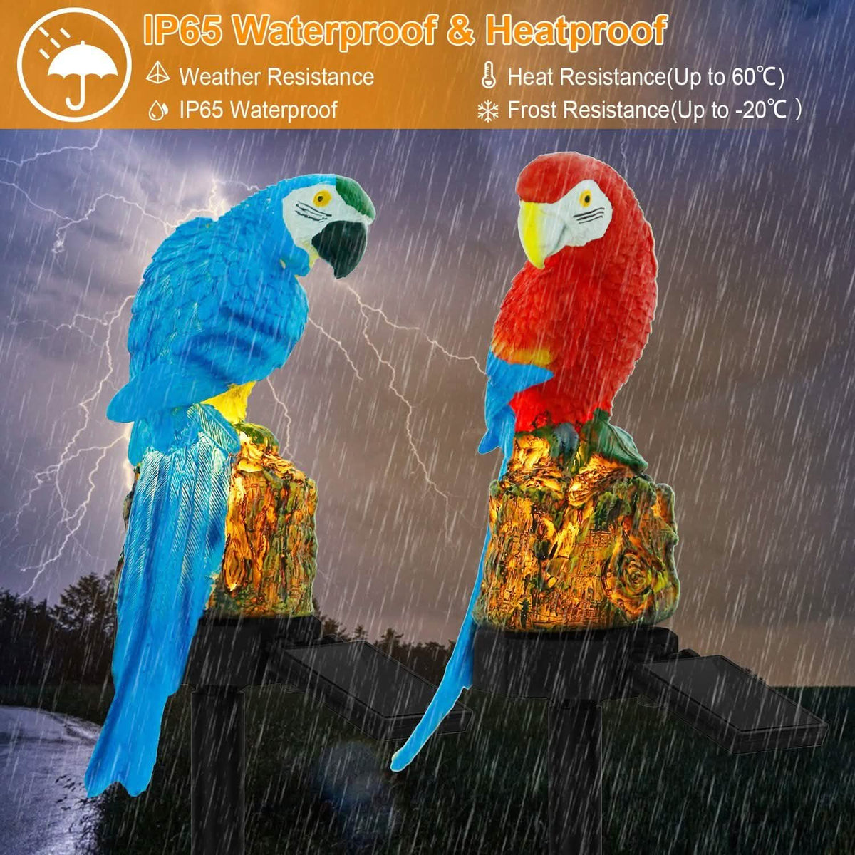 Solar Powered Parrot Garden Light IP65 Waterproof LED Solar Outdoor Lights - Tophatter Daily Deals
