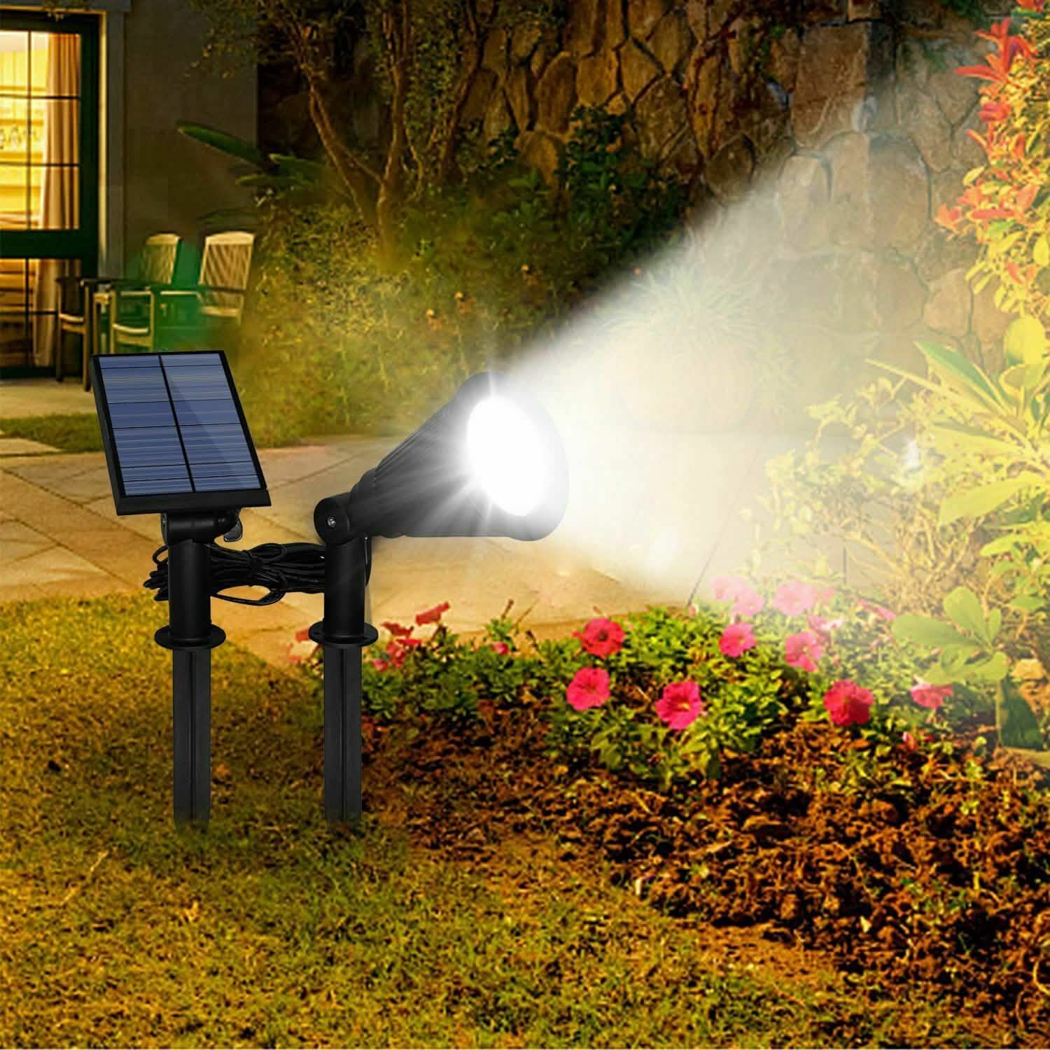 Solar Powered Spotlight Outdoor Garden Lamp Waterproof Outdoor Lighting - Tophatter Daily Deals