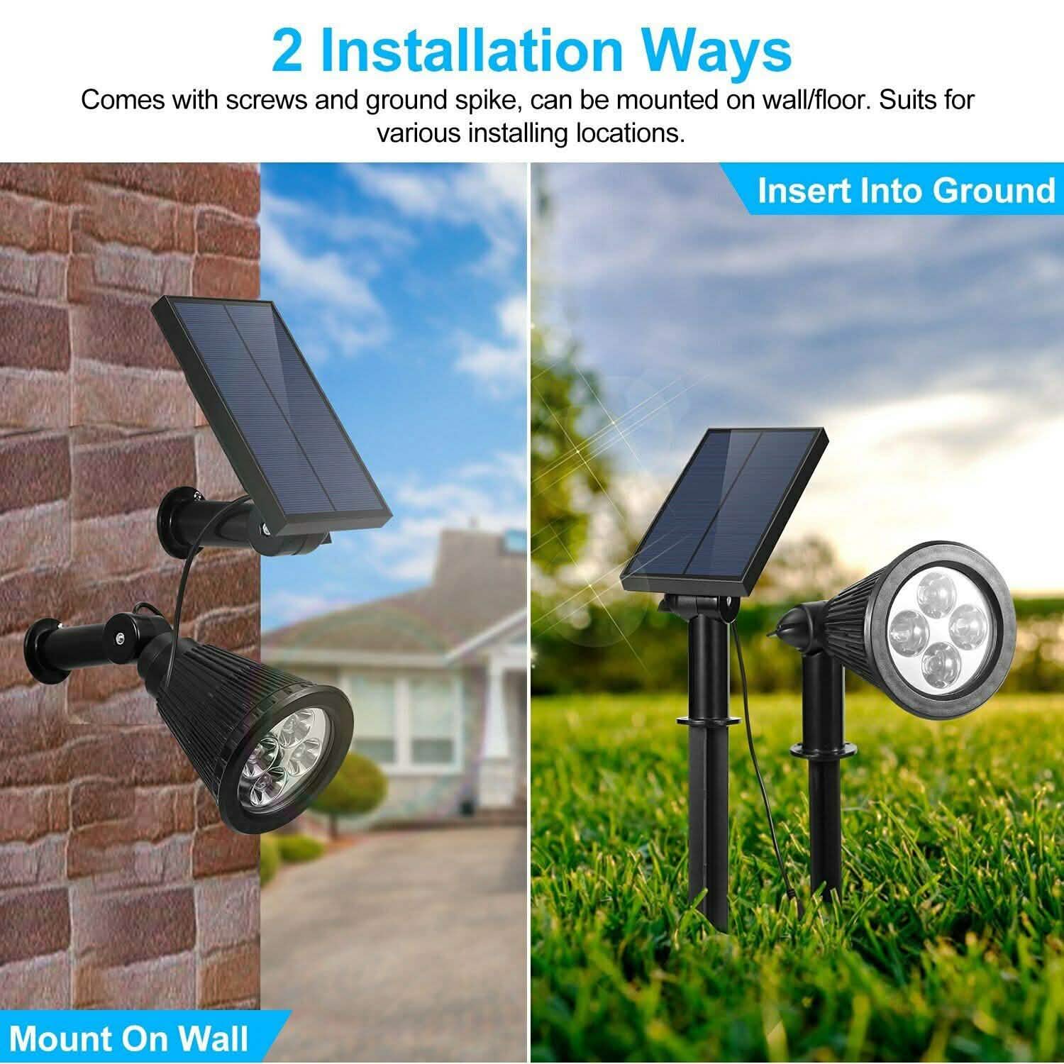 Solar Powered Spotlight Outdoor Garden Lamp Waterproof Outdoor Lighting - Tophatter Daily Deals