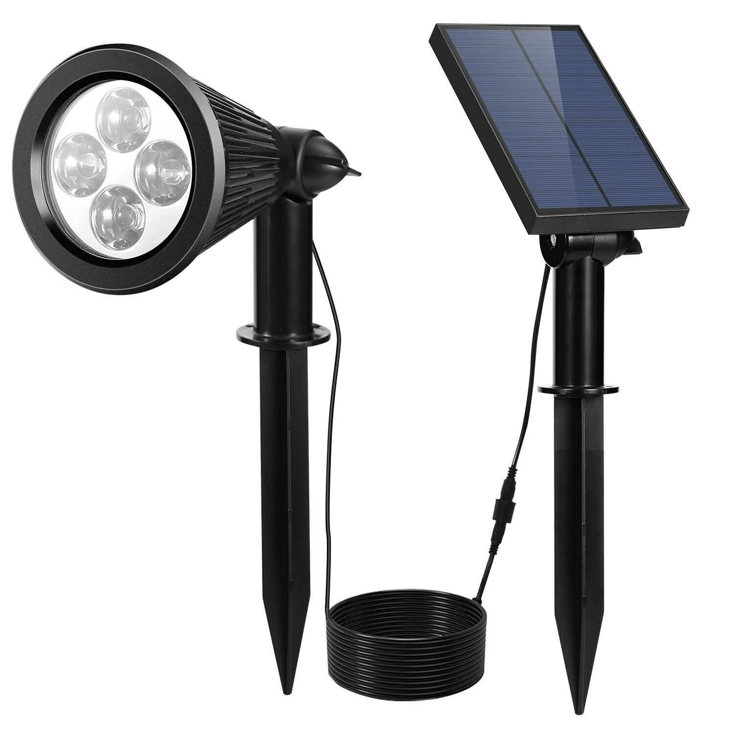 Solar Powered Spotlight Outdoor Garden Lamp Waterproof Outdoor Lighting - Tophatter Daily Deals