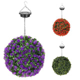 Solar Powered Topiary Ball Artificial Rose 20 LED Lights Garden & Patio - Tophatter Daily Deals