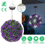 Solar Powered Topiary Ball Artificial Rose 20 LED Lights Garden & Patio - Tophatter Daily Deals