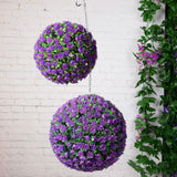 Solar Powered Topiary Ball Artificial Rose 20 LED Lights Garden & Patio - Tophatter Daily Deals