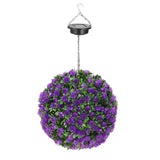 Solar Powered Topiary Ball Artificial Rose 20 LED Lights Purple Garden & Patio - Tophatter Daily Deals