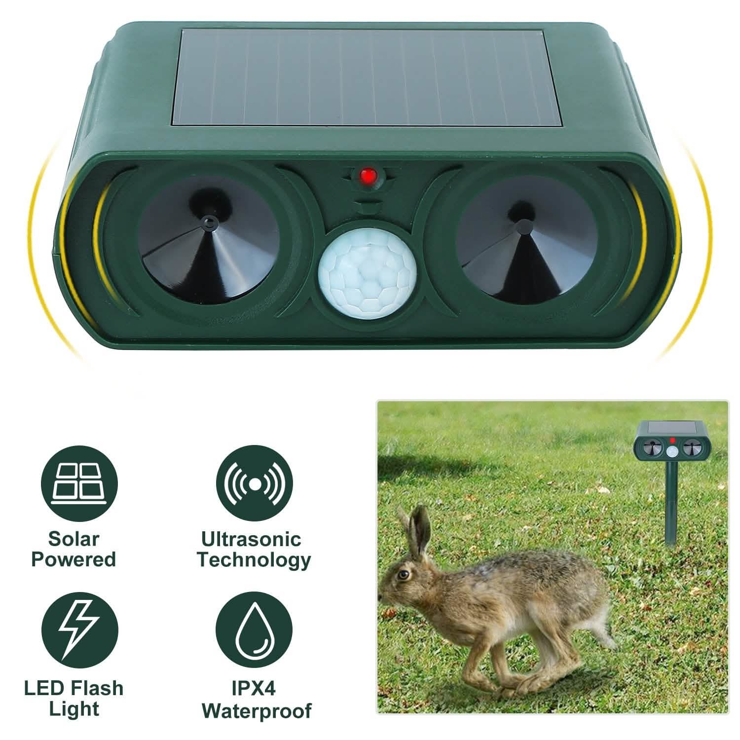 Solar Powered Ultrasonic Animal Repeller Pest Control - Tophatter Daily Deals