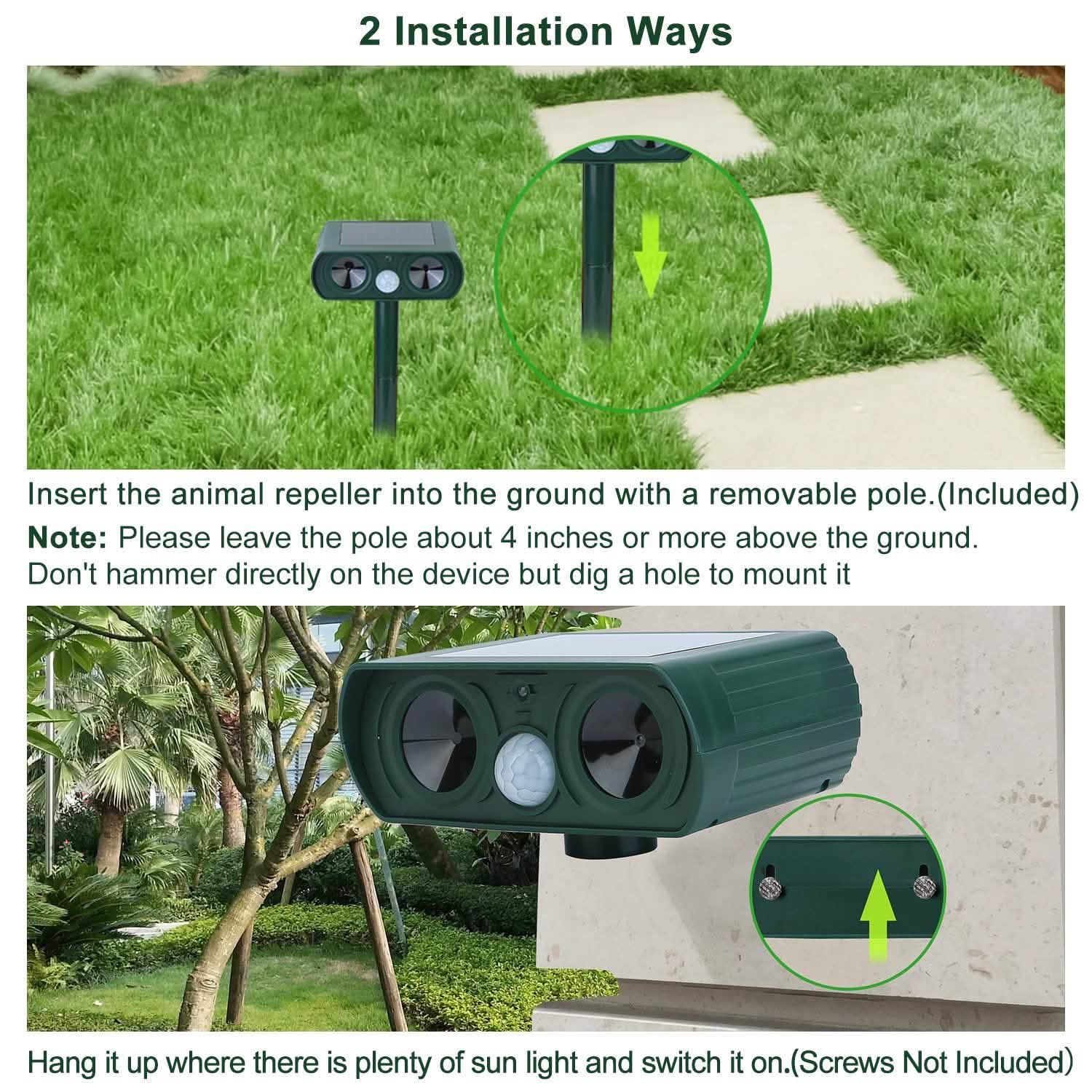 Solar Powered Ultrasonic Animal Repeller Pest Control - Tophatter Daily Deals