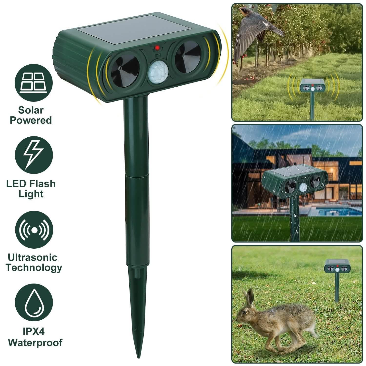 Solar Powered Ultrasonic Animal Repeller Pest Control - Tophatter Daily Deals