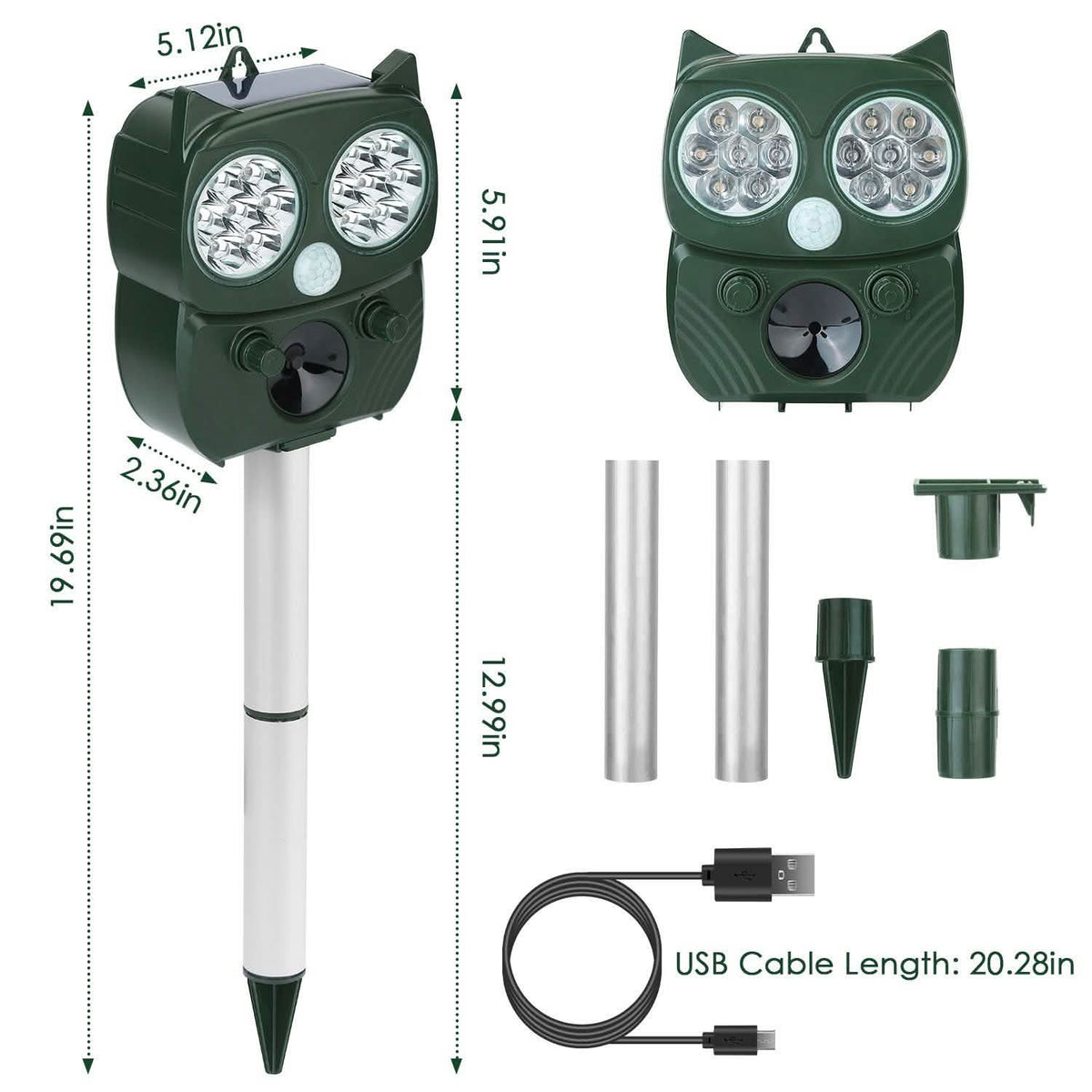 Solar Powered Ultrasonic Animal Repeller PIR Motion Sensor Pest Control - Tophatter Daily Deals