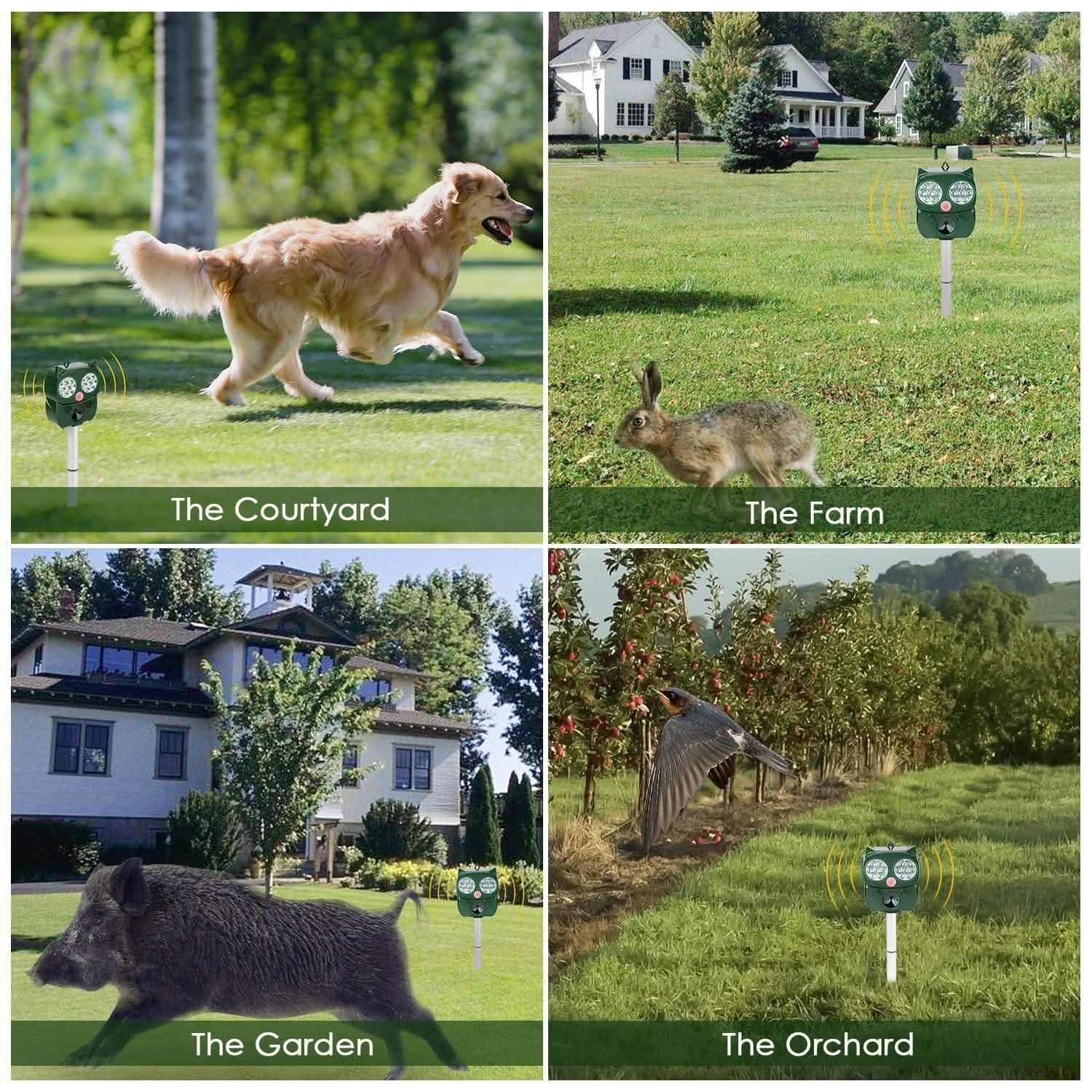 Solar Powered Ultrasonic Animal Repeller PIR Motion Sensor Pest Control - Tophatter Daily Deals