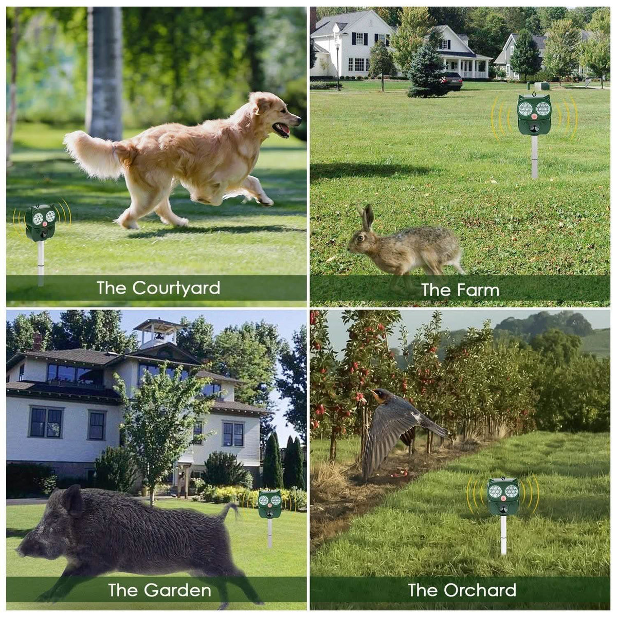 Solar Powered Ultrasonic Animal Repeller PIR Motion Sensor Pest Control - Tophatter Daily Deals