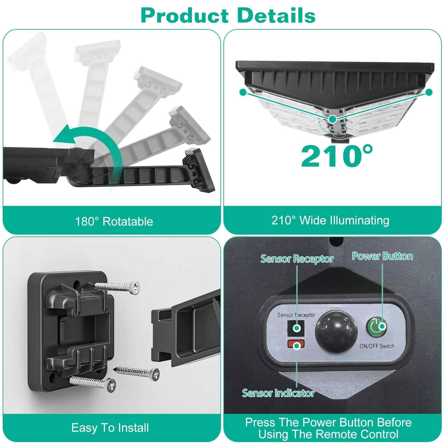 Solar Powered Wall Light Beads PIR Motion Sensor Outdoor Lighting - Tophatter Daily Deals