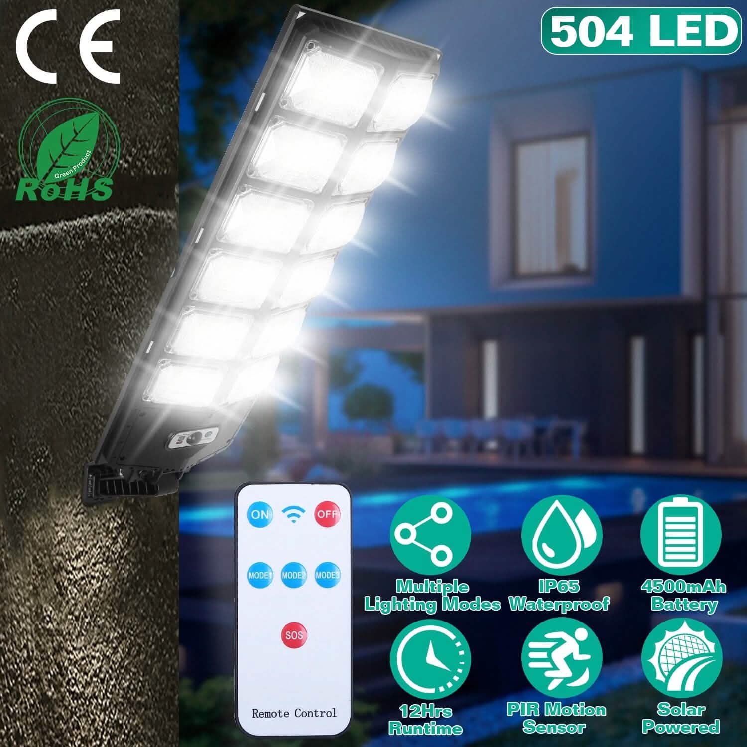 Solar Powered Wall Light Beads PIR Motion Sensor Outdoor Lighting - Tophatter Daily Deals