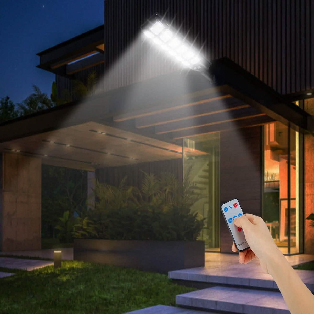 Solar Powered Wall Light Beads PIR Motion Sensor Outdoor Lighting - Tophatter Daily Deals