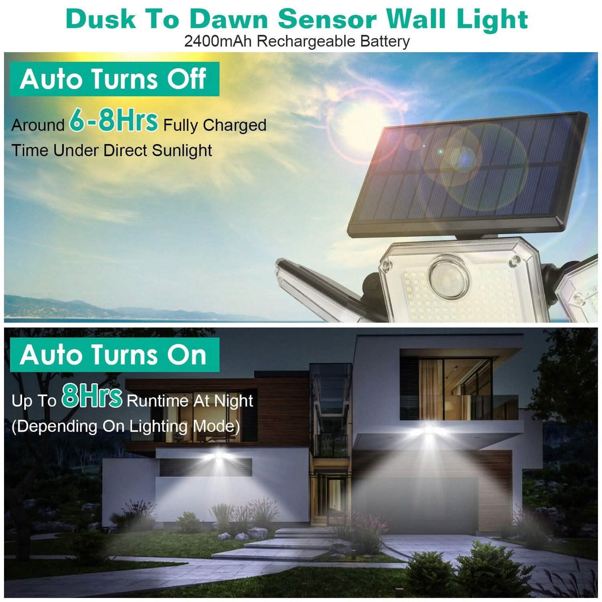 Solar Powered Wall Lights Outdoor Motion Sensor Lamps Outdoor Lighting - Tophatter Daily Deals