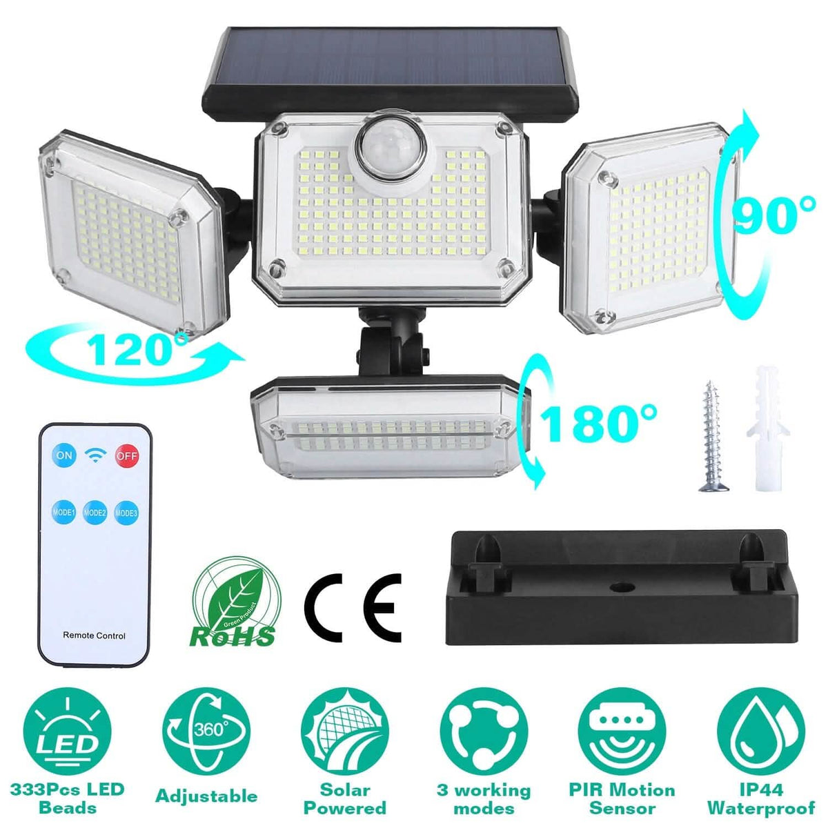 Solar Powered Wall Lights Outdoor Motion Sensor Lamps Outdoor Lighting - Tophatter Daily Deals