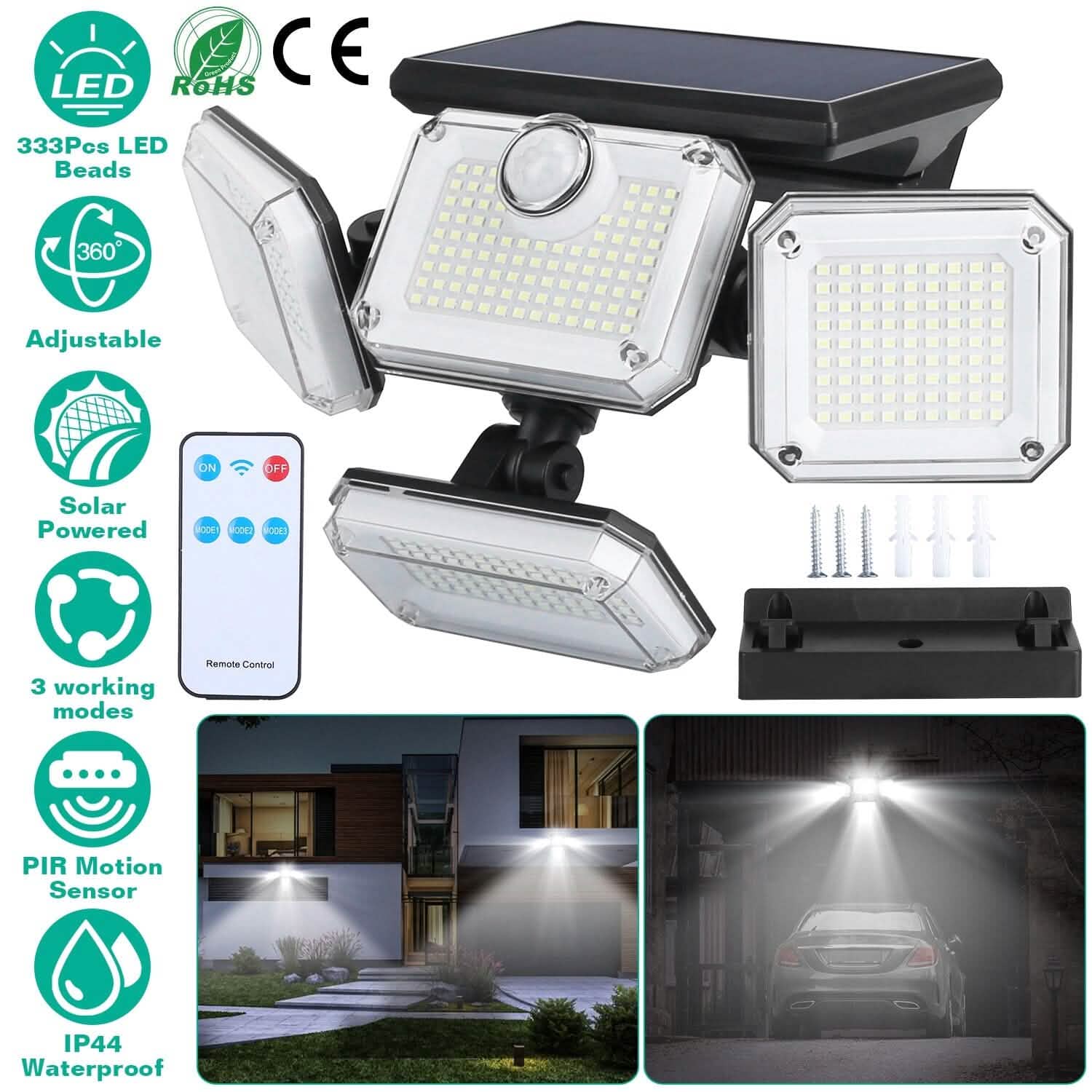 Solar Powered Wall Lights Outdoor Motion Sensor Lamps Outdoor Lighting - Tophatter Daily Deals