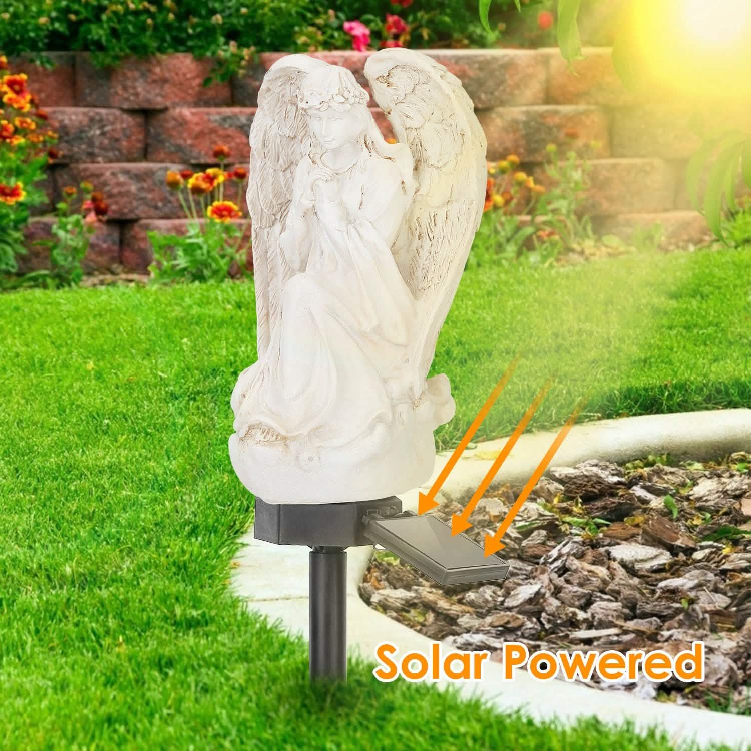 Solar Praying Angle Statue Garden Light Outdoor Lighting - Tophatter Daily Deals